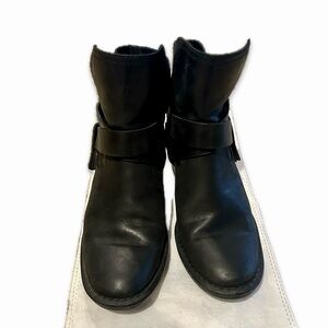 UGG Black Leather Ankle Boots